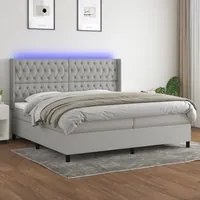 Letto a Molle Materasso e LED Grigio Chiaro 200x200 cm Tessuto 3138581