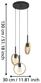 Eglo 43551 - Lampadario su corda IPSDEN 3xE27/40W/230V