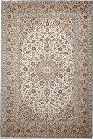 Kashan Tappeto 360x240 Beige (Iran) Annodato A Mano