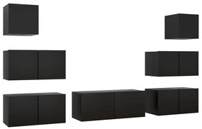 Set di mobili porta tv 7 pz nero in legno multistrato