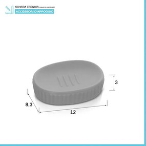 Accessori bagno da appoggio in set 3 pezzi in ceramica colore grigio Cup