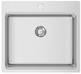 Lavello semincasso 1 vasca RODI Una 57 inox L 50.5 x L 55 x P 20 cm argento