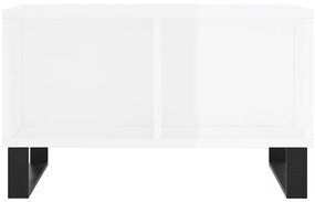 Tavolino salotto bianco lucido 60x50x36,5 cm legno multistrato