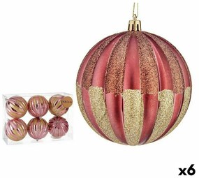 Set di palline di Natale 10 cm Rosa Dorato Plastica (6 Unità)