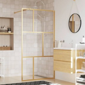 Parete Per Doccia Walk-in Vetro Trasparente Esg 100x195 Cm Oro /