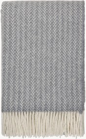Coperta in lana di pecora neozelandese con motivo a spina di pesce e frange Hope