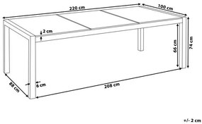 Tavolo da pranzo acciaio e vetro argento 220 x 100 cm GROSSETO Beliani