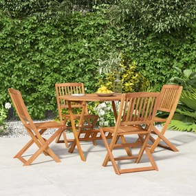 Set Da Pranzo Per Giardino 5 Pz İn Legno Massello Di Acacia /