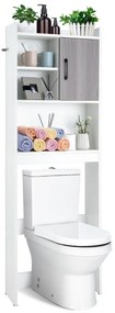 Costway Armadietto di stoccaggio sopra la toilette, Armadio moderno a 4 livelli per bagno avanderia balcone Bianco
