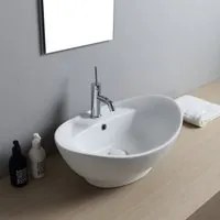 Lavabo d'appoggio Nero Ceramica bianco opaco con troppo pieno e foro rubinetto