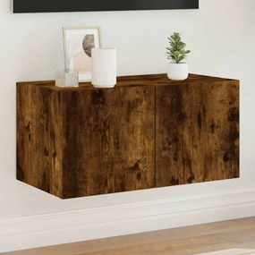 Mobile Tv A Parete Con Luci Led Rovere Fumo 60x35x31 Cm /