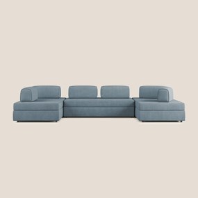 Liberty divano panoramico con pouf estraibile e schienali movibili in tessuto morbido impermeabile T02 carta da zucchero