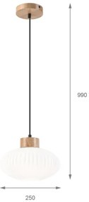 Lampadario a sospensione con filo HARMONY 1xE27/15W/230V diametro 25 cm bianco/quercia