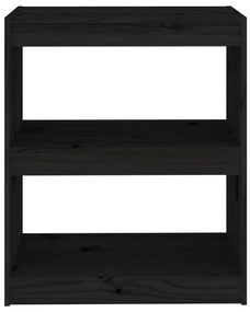 Libreria/divisorio nero 60x30x71,5 cm in massello di pino