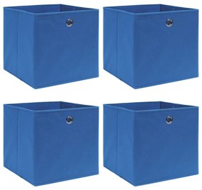 Scatole Portaoggetti Con Coperchi 4 Pz Blu 32x32x32 Cm Tessuto /