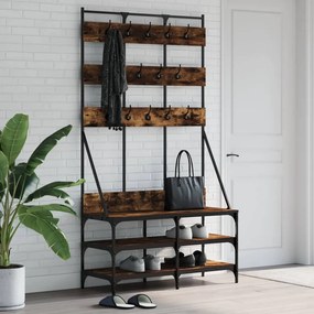 Appendiabiti Con Porta Scarpe Rovere Fumo 100x40x184 Cm /