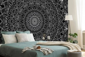 Carta da parati autoadesiva – Mandala decorativa dettagliata in bianco e nero