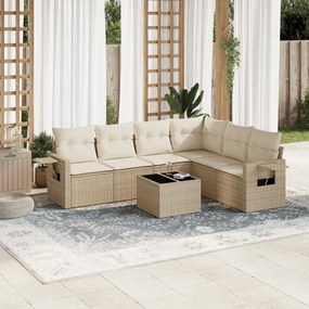 Set divani da giardino 7 pz con cuscini beige in polyrattan