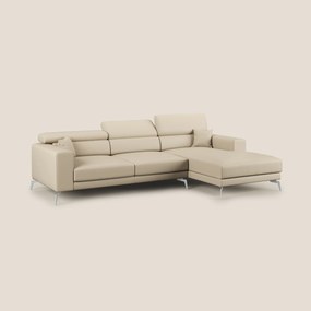 Blade Divano moderno angolare con poggiatesta reclinabili in Ecopelle T04 panna