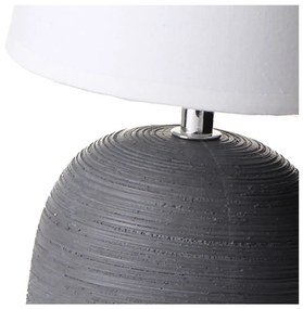 Lampada da tavolo in ceramica grigia con paralume in tessuto (altezza 27,5 cm) - Casa Selección