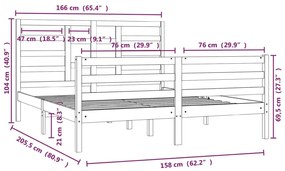 Giroletto Grigio in Legno Massello 160x200 cm