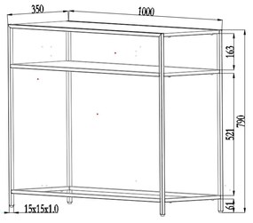 Tavolo consolle nero 100x35 cm Newcastle - Actona