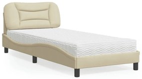 Letto Con Materasso Crema 80x200 Cm İn Tessuto /