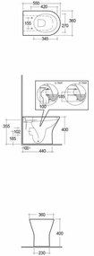 Vaso filomuro Rak serie Resort con scarico Rimless a parete o a terra