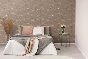 Carta da parati – Fiori di campo in versione marrone