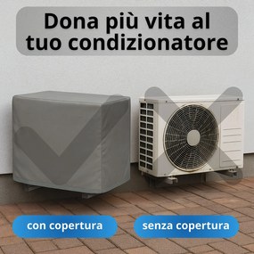 Copri Condizionatore da Esterno Impermeabile Taglia L in PVC Finitura Liscia Grigio...