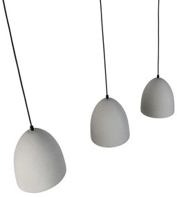 Lampada a sospensione moderna nera con cemento grigio 3 luci - Eton