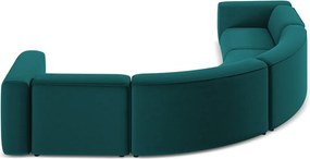 Divano angolare turchese con rivestimento in velluto Ekahi – Makamii