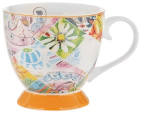 Tazza tè fiori arancione in New Bone China, 450 ml