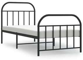Giroletto con testiera e pediera metallo nero 80x200 cm