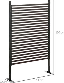 Recinzione Divisorio da Giardino 93x22x150 cm Modulabile Autoportante in Acciaio Marrone...