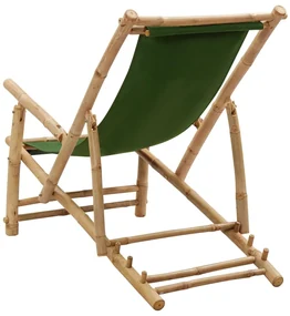 Sedia a sdraio in bambù e tela verde