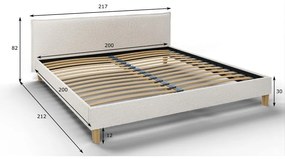 Letto matrimoniale imbottito crema con griglia 200x200 cm Tina - Ropez