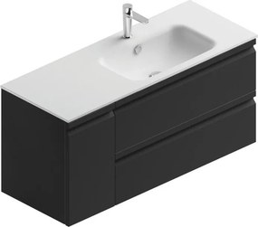 Mobile bagno sospeso con lavabo Pull L 120 x H 56 x P 46 cm grigio grafite opaco in mdf 1 anta 2 cassetti per vasca a destra