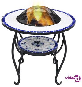 vidaXL Tavolo con Braciere a Mosaico Blu e Bianco 68 cm in Ceramica