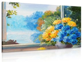 Quadro su tela – Bouquet primaverile alla finestra