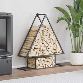 Rastrelliera Per Legna Da Ardere Nera 80x25x90 Cm /
