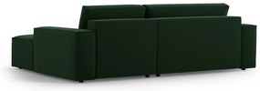 Divano angolare verde scuro allungabile/con contenitore (con penisola a destra/con chaise lounge) con rivestimento in velluto Jodie – Micadoni