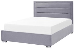 Letto matrimoniale con contenitore velluto grigio scuro 140 x 200 cm ROUEN Beliani