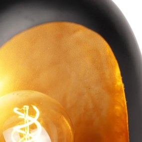 Lampada da tavolo di design nera con interno dorato 36 cm - Cova