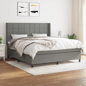 Giroletto A Molle Con Materasso Grigio Scuro 160x200 Cm Tessuto /