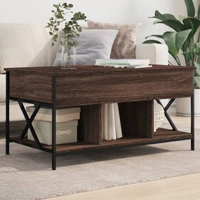 Tavolino salotto rovere marrone 100x55x50cm multistrato metallo