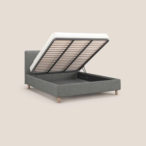 Serena letto contenitore salvaspazio scandinavo in tessuto fiammato impermeabile T03 grigio chiaro