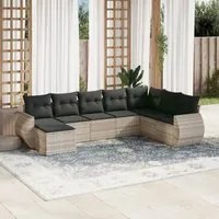 Set Divano da Giardino 8pz con Cuscini Grigio Chiaro Polyrattan 3254099