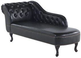 Chaise longue vintage sinistra in pelle sintetica nera NIMES Beliani