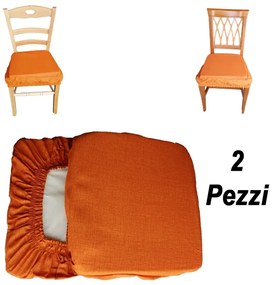 Cuscino Coprisedia Mollettone imbottito con fascia elastico ARANCIO 2 pezzi